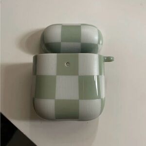 Velvet Caviar Green and White Checkered AirPods Case